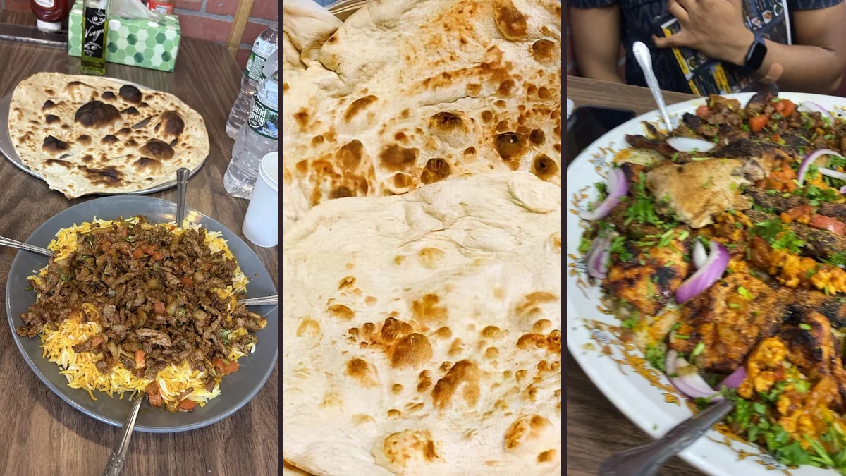 Mediterranean restaurant dishes on a table