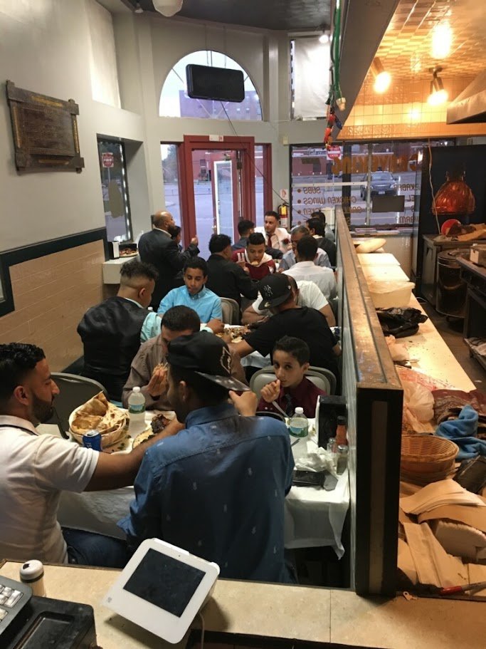 Mediterranean restaurant dishes on a table